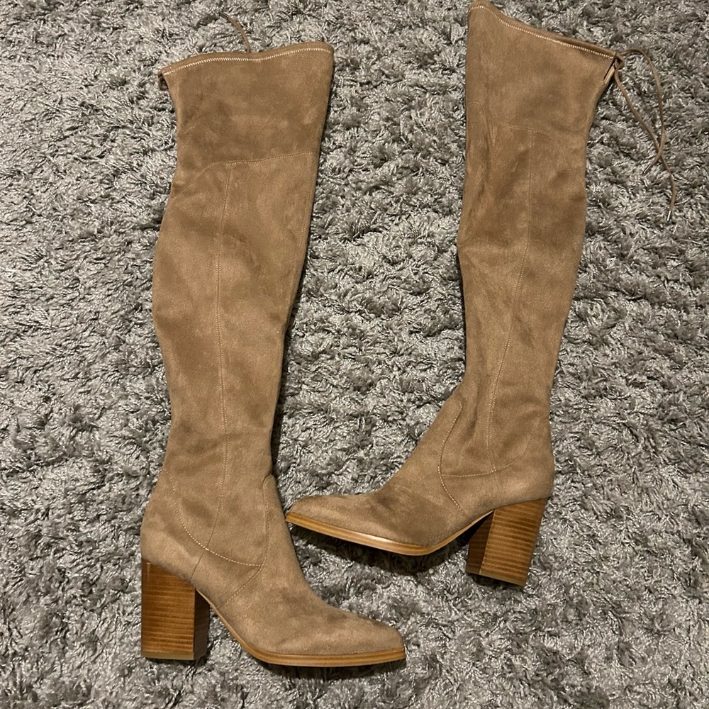 Marc Fisher Taupe Suede Over the Knee Boots